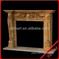 47 Inches Antique Oldschool Yellow Polyresin Decorative Marble Fireplace Fireproof YL-B045
